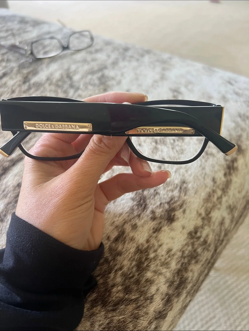 Dolce & Gabbana Black Rectangular Optical Glasses with Gold